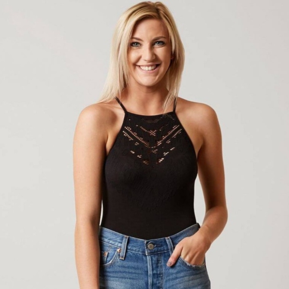 Intimately By Free People Black Fitted Sleeveless Bodysuit NWOT XS/S